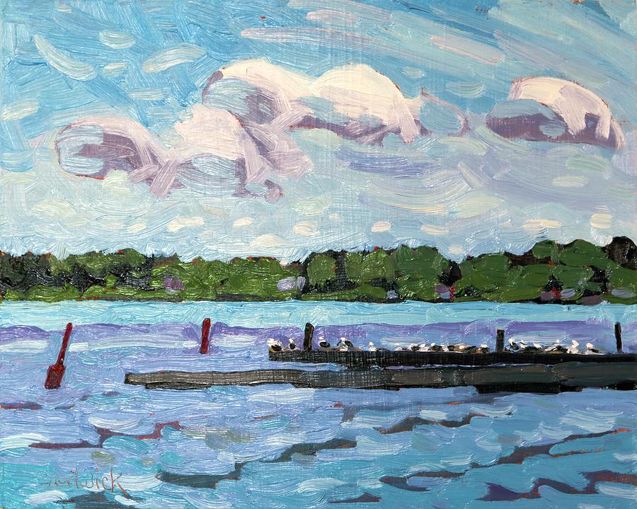 Gull Darn Dock Painting by Phil Chadwick
