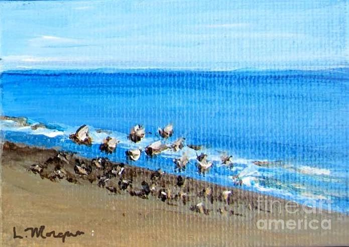 Gulls at Play Painting by Laurie Morgan