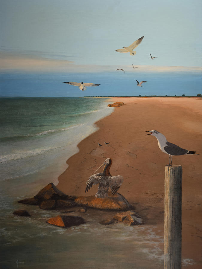 Gulls of St. Petersburg Painting by Chris Busch