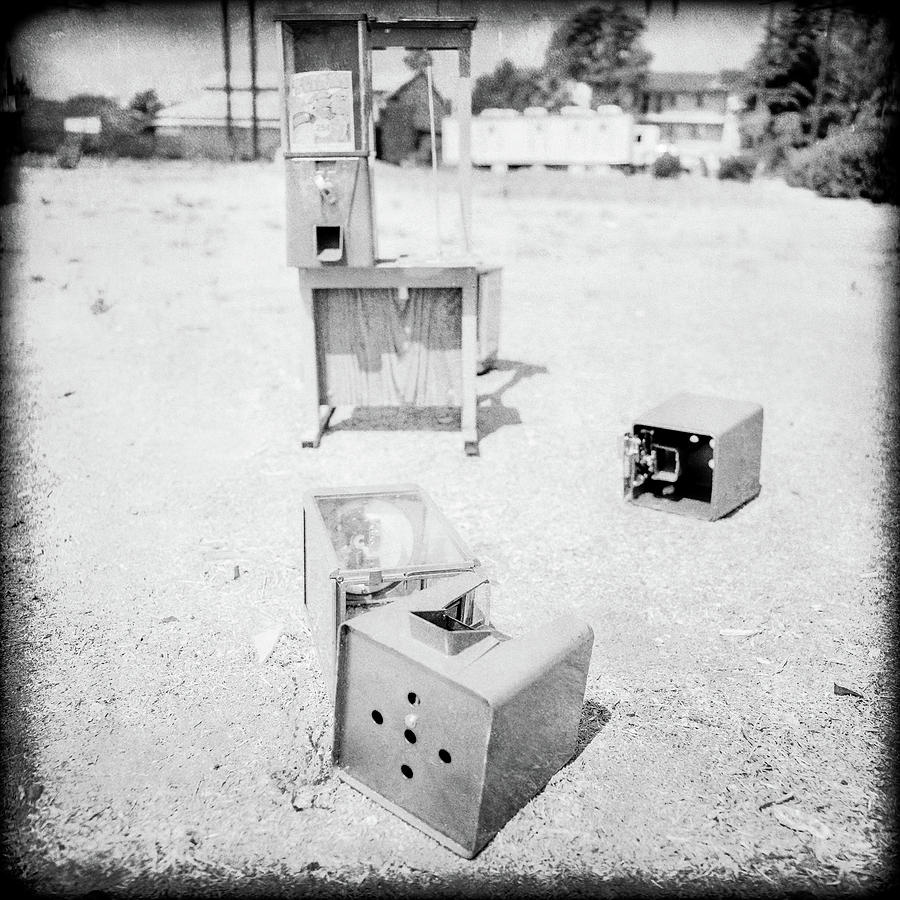 Gumball Machine Destruction In Bw Photograph