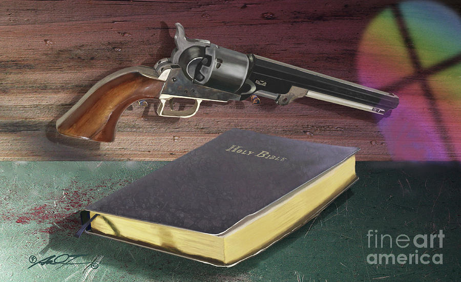 Gun and Bibles Digital Art by Dale Turner