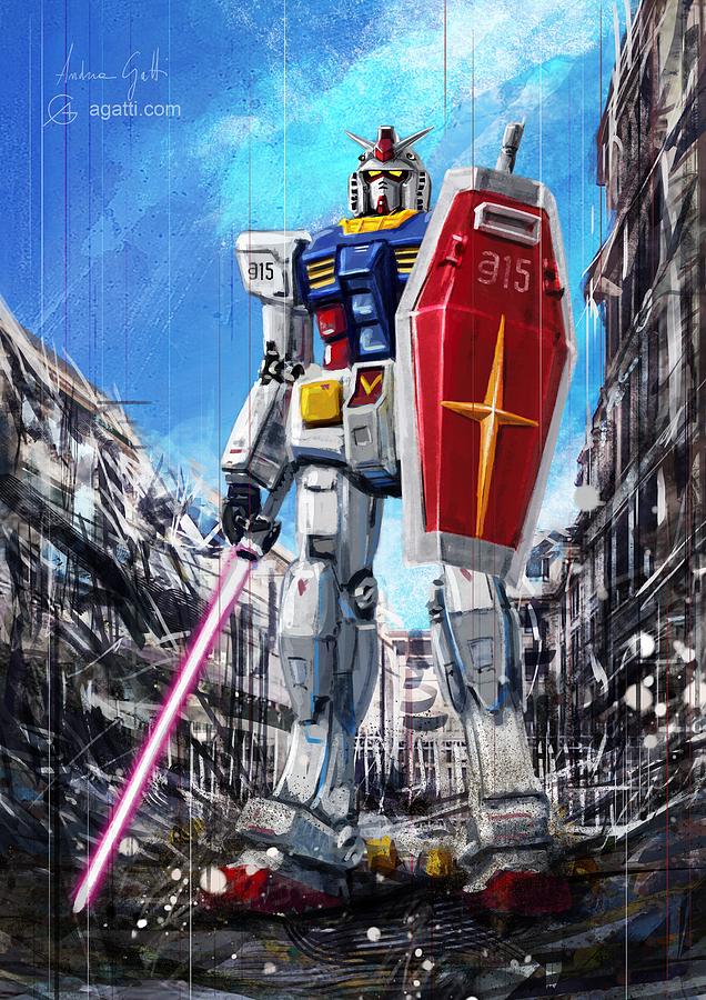 Gundam Lingotto Saber Digital Art by Andrea Gatti