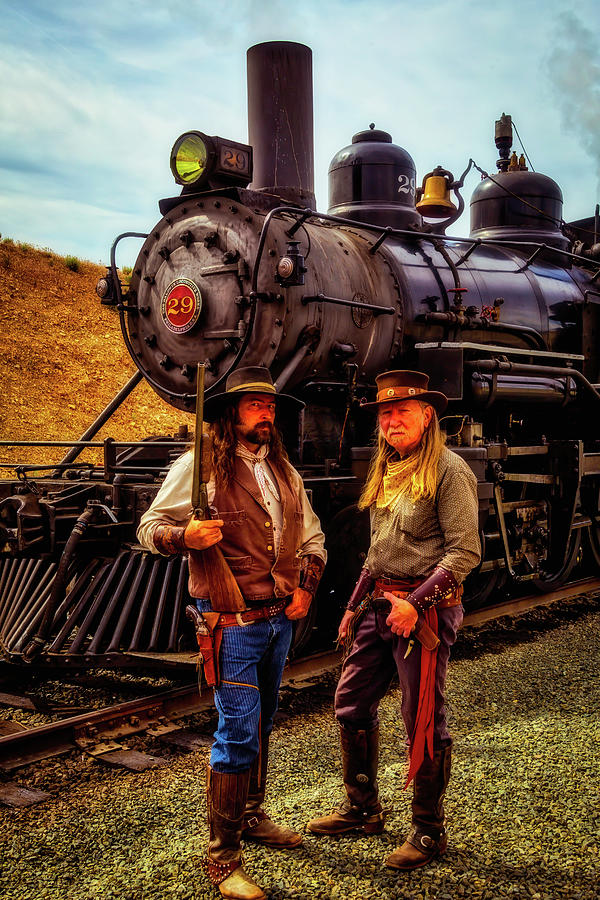 Gunfighters With Old Train Photograph by Garry Gay