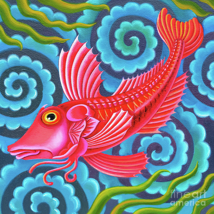 Gurnard fish Painting by Jane Tattersfield