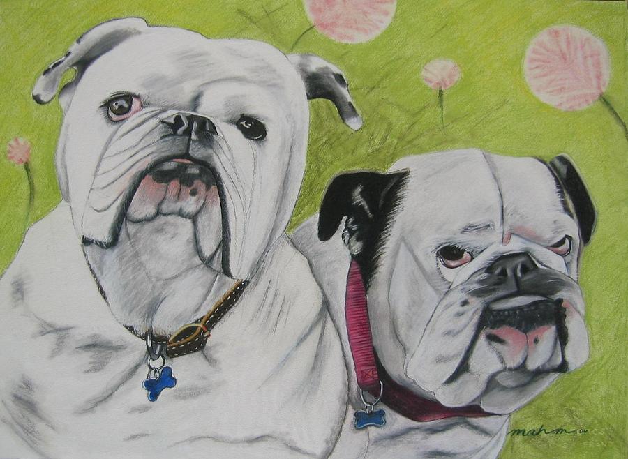 English Bulldog Pastel - Gus and Olive by Michelle Hayden-Marsan