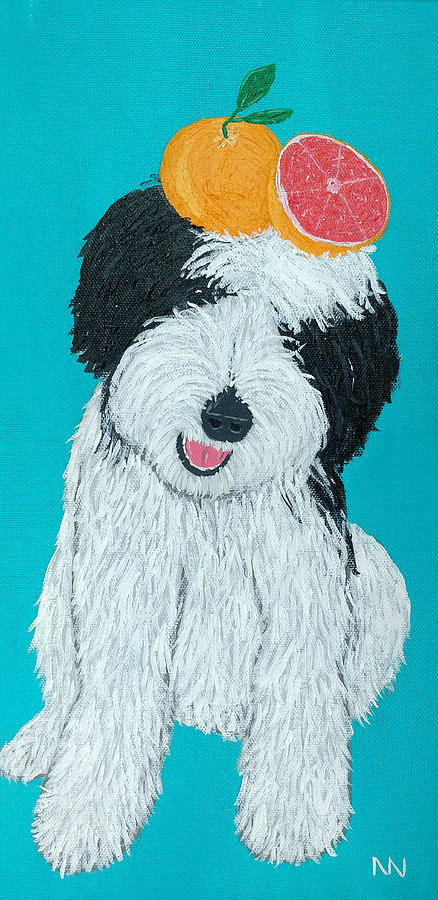 Aussiedoodle Painting - Gus - Grapefruit by Nick Nestle