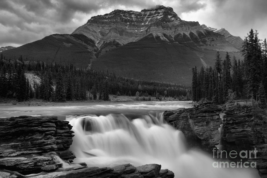 Gushing Glacier Falls Black And White Photograph by Adam Jewell