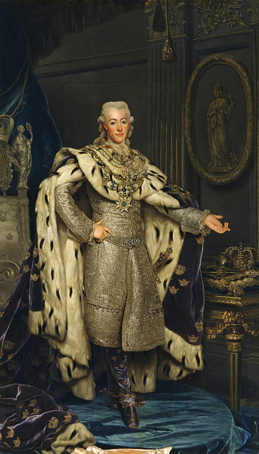 Gustav III King of Sweden in coronation-robes Painting by Alexander Roslin