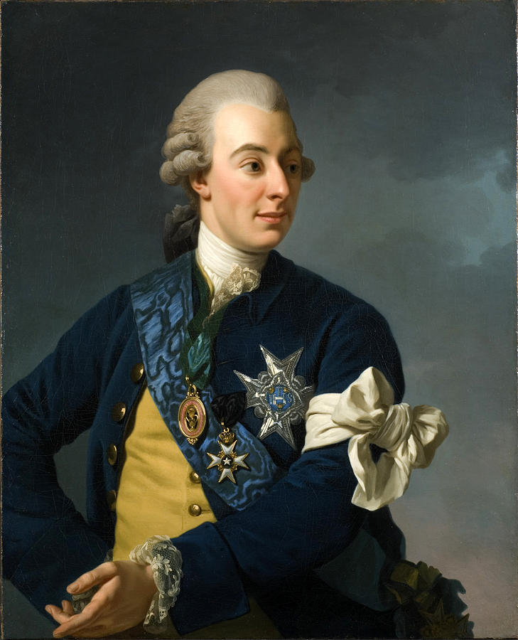 Gustav III with the Armlet of Freedom Painting by Workshop of Alexander Roslin