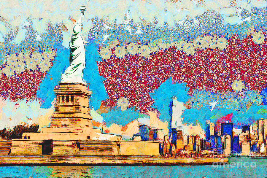 Gustav Klimt Does The Statue of Liberty and The New York Skyline 20180511 Photograph by Wingsdomain Art and Photography