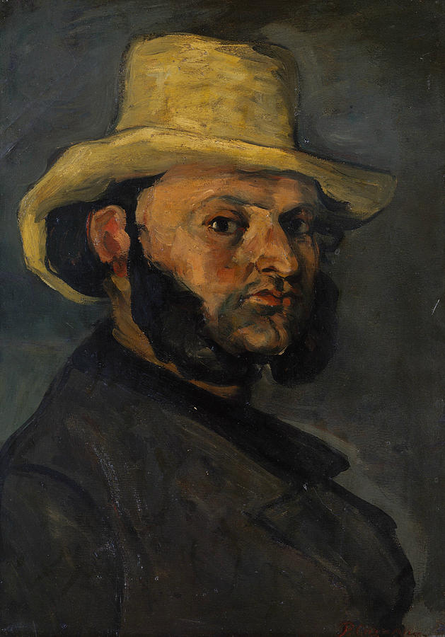 Gustave Boyer in a Straw Hat Painting by Paul Cezanne