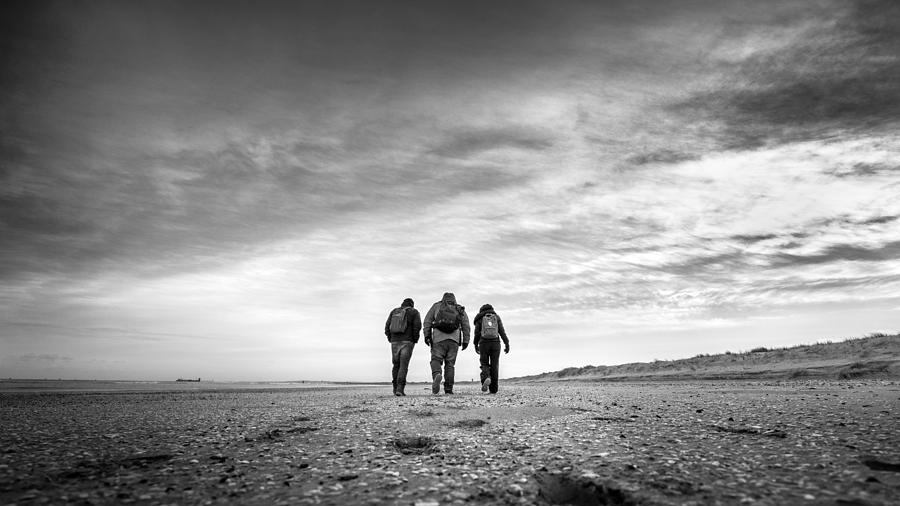 Guys On The Beach - Drogheda, Ireland - Black And White Street 