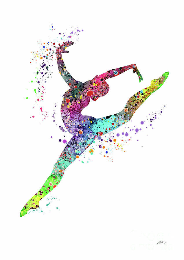 Athlete Digital Art - Gymnast Girl Sports Watercolor  by White Lotus