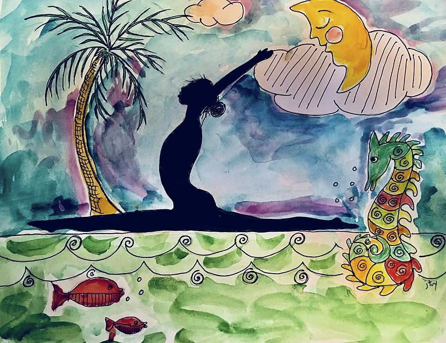 Seahorse Painting - Gymnast In Silhouette by Judith Toy