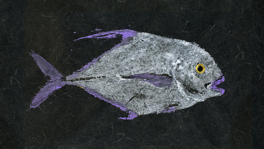 Gyotaku Painting - Gyotaku African Pompano by Captain Warren Sellers Gyotaku Painting - Gyotaku African Pompano by Captain Warren Sellers