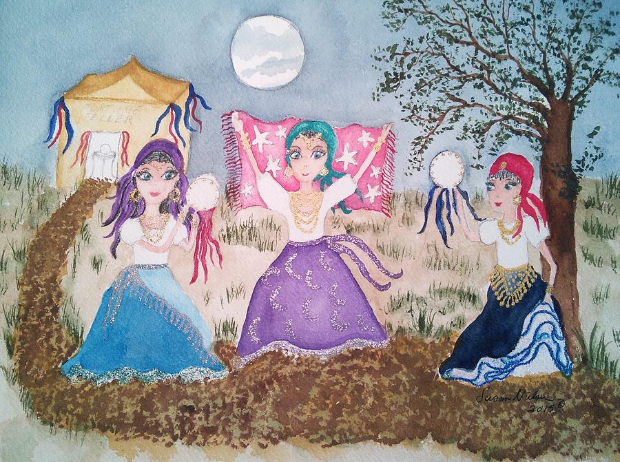 Gypsies under the moon Painting by Susan Nielsen