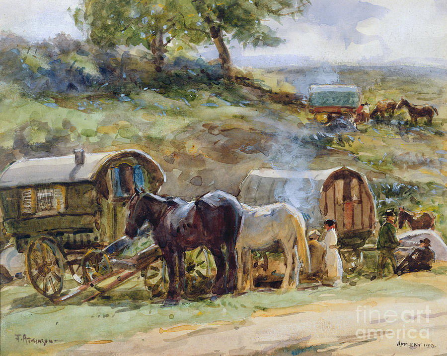 Horse Painting - Gypsy Encampment by John Atkinson