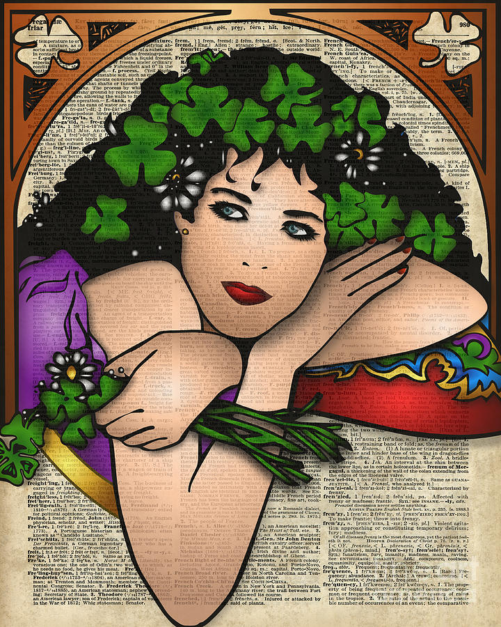 Flower Digital Art - Gypsy Girl on Dictionary Page by Anna W