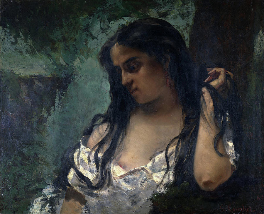 Gustave Courbet  Painting - Gypsy in Reflection by Gustave Courbet