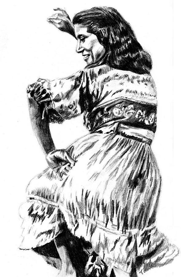 Portrait Drawing - Gypsy woman by Toon De Zwart