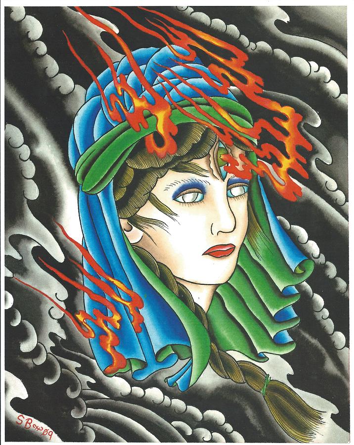 Gypsy Woman With Flames Painting By Scott Bohrer Pixels