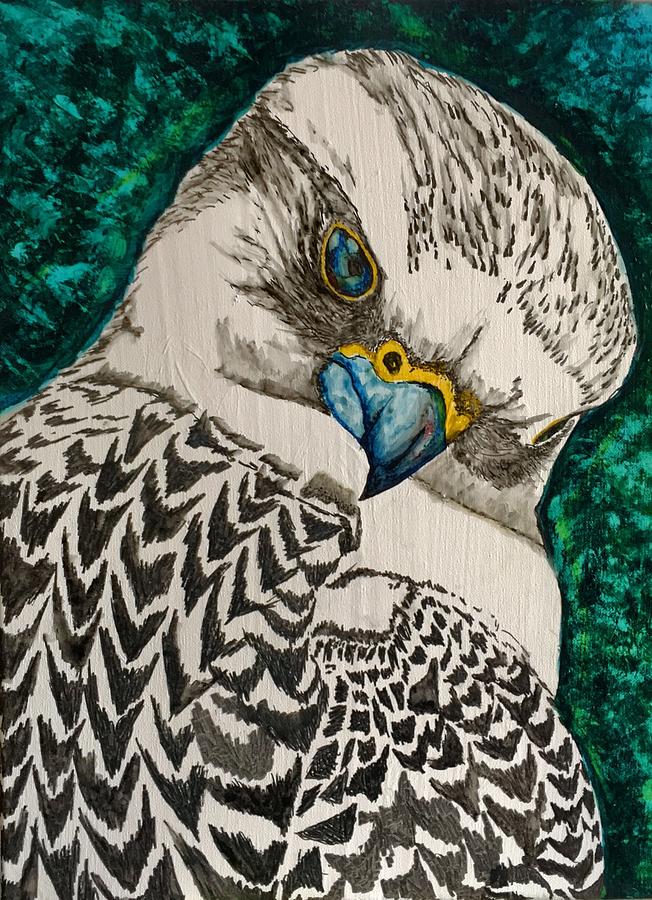 Gyrfalcon  Painting by Eric Wait