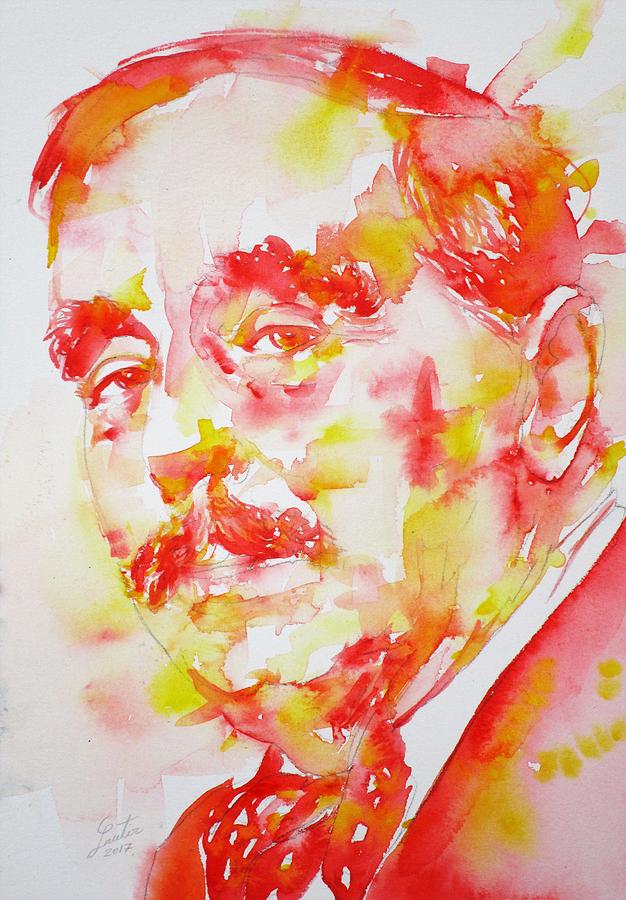H. G. WELLS - watercolor portrait Painting by Fabrizio Cassetta