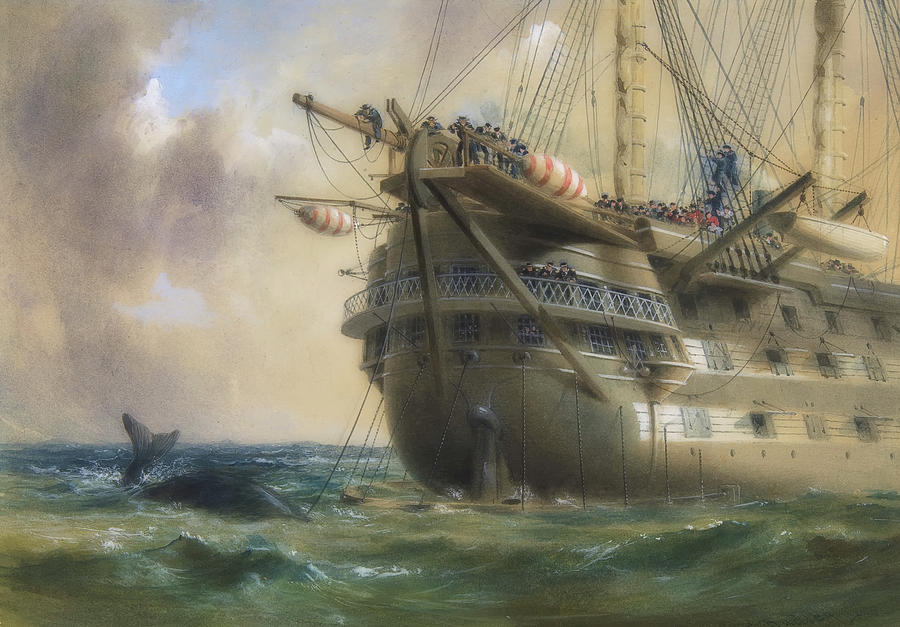 H M S Agamemnon Laying The Atlantic Telegraph Cable In 1858 Painting by Mountain Dreams