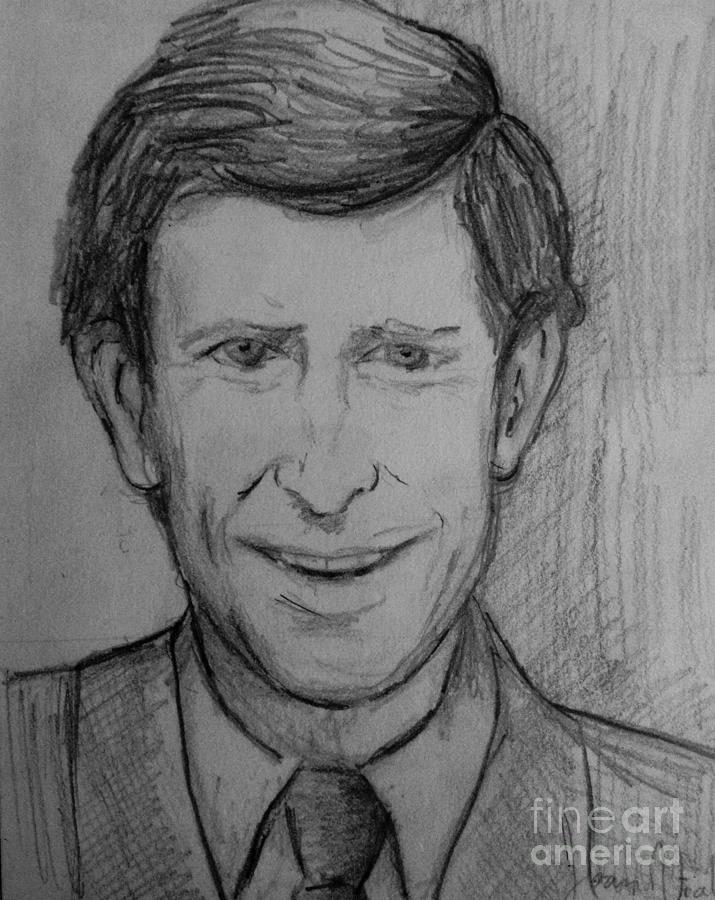 H R H Prince Charles 2 Drawing by Joan-Violet Stretch
