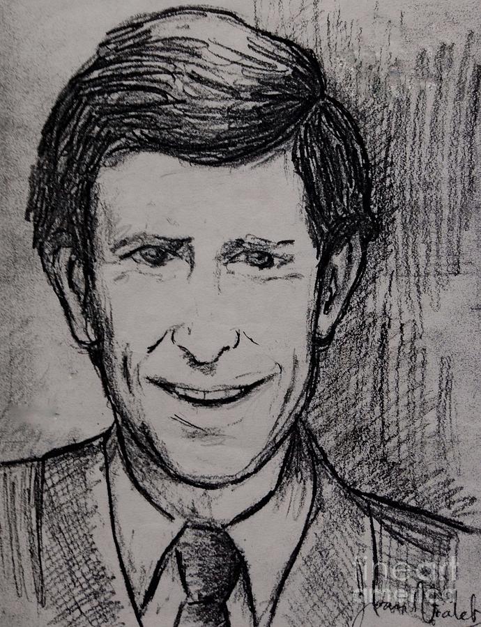 H R H Prince Charles Drawing by Joan-Violet Stretch