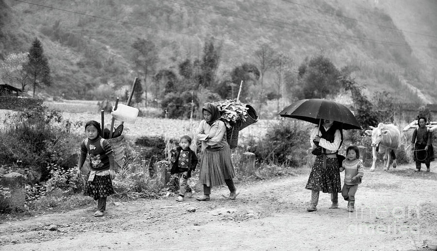 Ha Giang Family Black White  Photograph by Chuck Kuhn