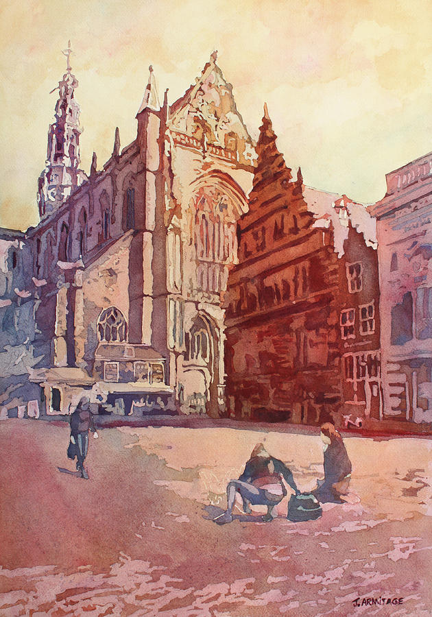 Haarelm Kirk Square Painting by Jenny Armitage