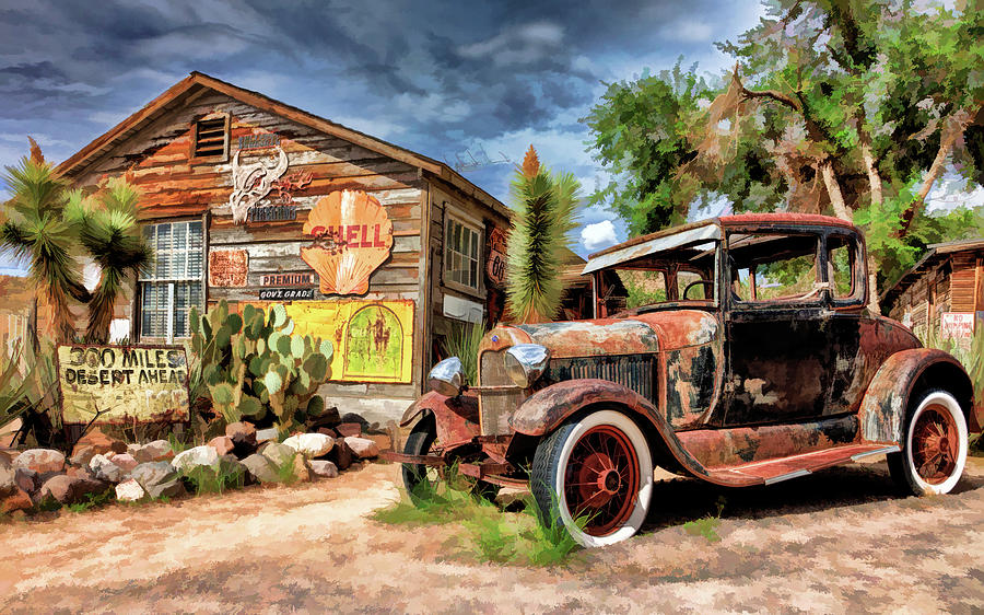 Route  66 Hackberry General Store Painting by Christopher Arndt