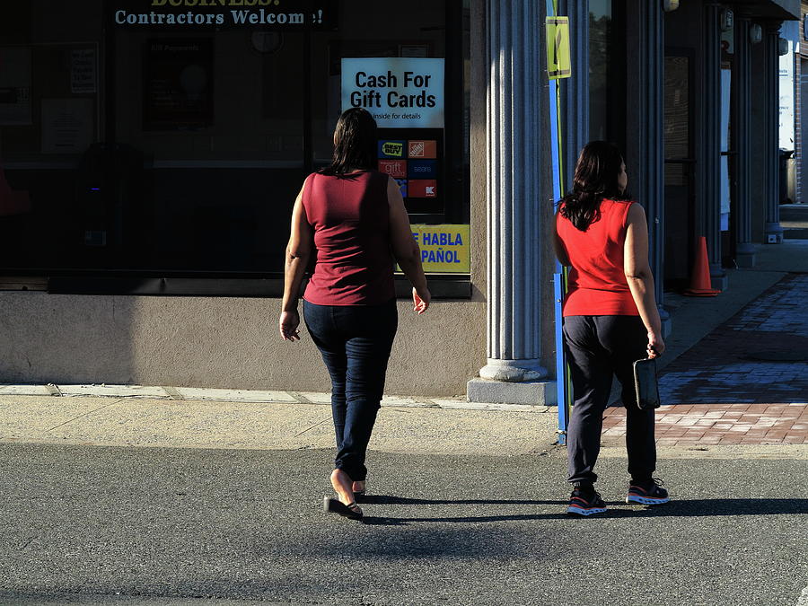 Hackensack, NJ - Two Ladies Crossing 2018 Photograph by Frank Romeo