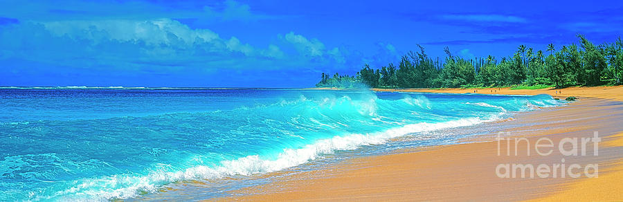 Beach Photograph -  Haensa Beach surf Kauai by Tom Jelen