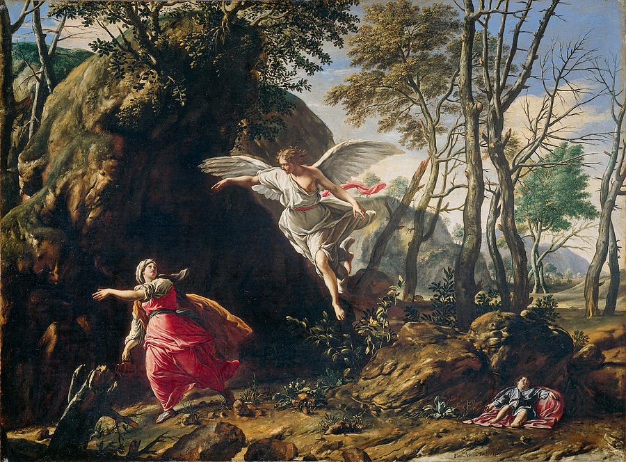 Hagar and Ishmael in the Wilderness Painting by Francesco Cozza