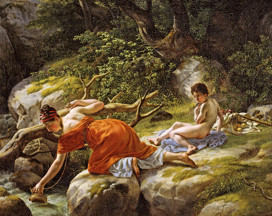 Hagar and Ismael in the wilderness Painting by Christoffer Wilhelm Eckersberg
