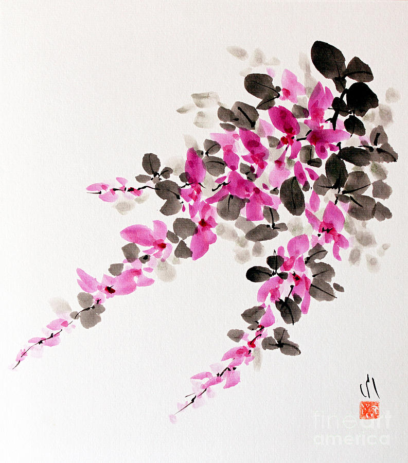 Hagi / Bush Clover Painting by Fumiyo Yoshikawa