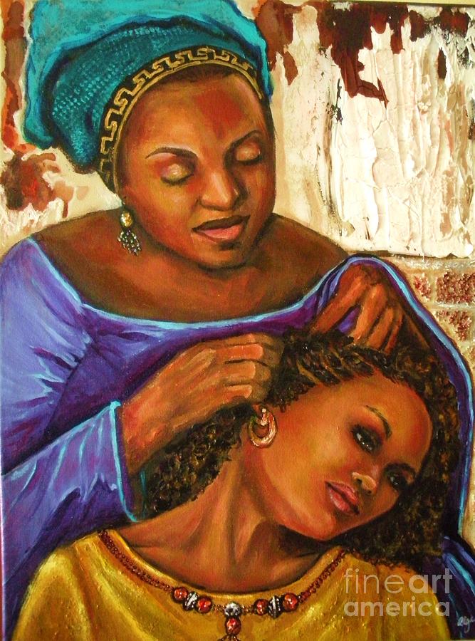 Hair Braiding Painting by Alga Washington