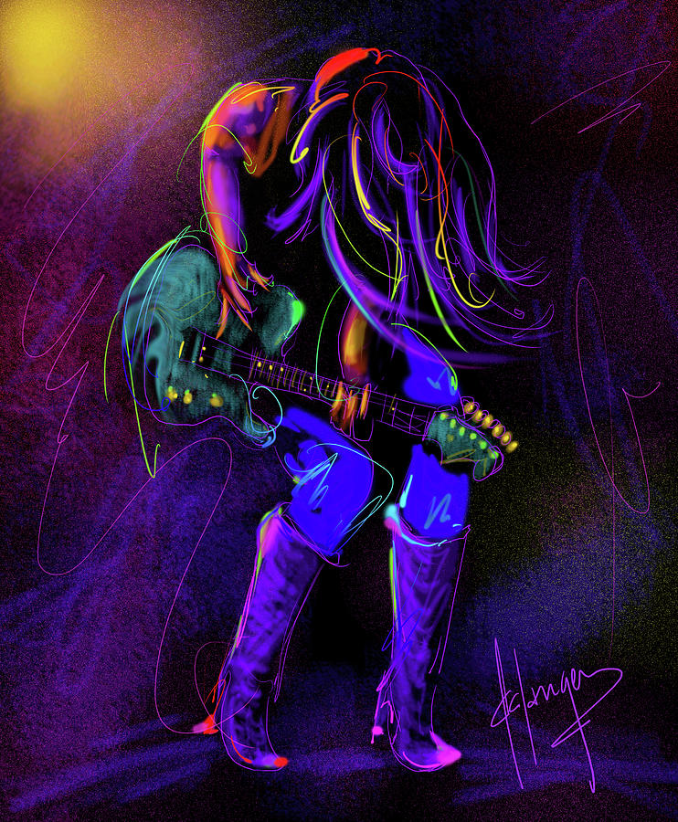 Hair Guitar Painting by DC Langer