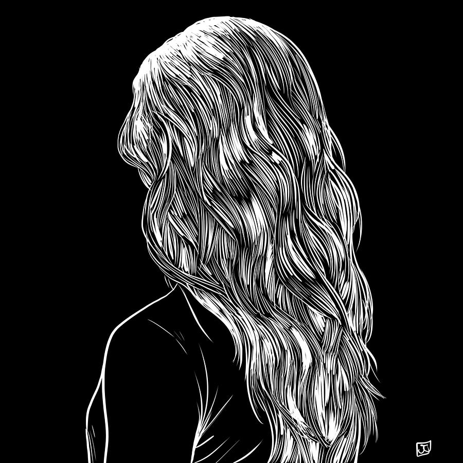 Hair in Black Drawing by Giuseppe Cristiano