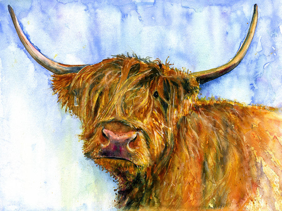Cow Painting - Hairy Coo 3 by John D Benson