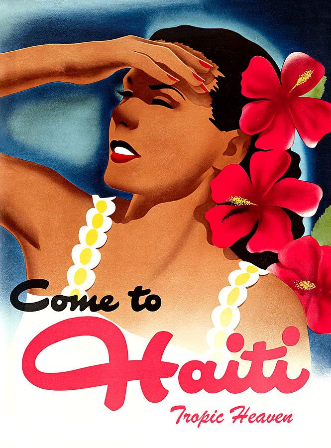 Haiti Painting - Haiti, Woman With Exotic Flowers by Long Shot Haiti Painting - Haiti, Woman With Exotic Flowers by Long Shot