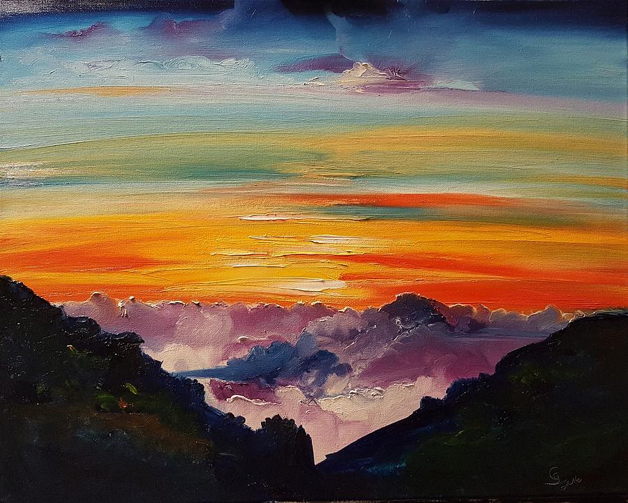 Haleakala Volcano Sunrise in Maui      101 Painting by Cheryl Nancy Ann Gordon
