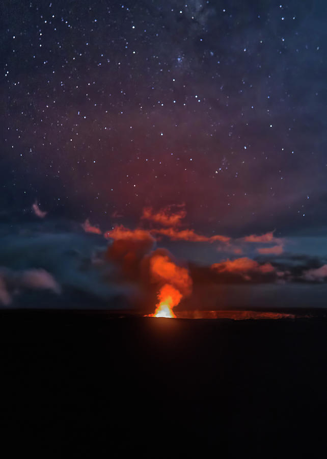 Halemaumau Crater at Night Photograph by Susan Rissi Tregoning