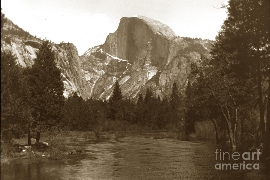 Half Dome Photograph - Half Dome and Merced River Yosemite Valley Circa 1900 by Monterey County Historical Society