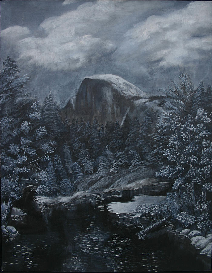 Half Dome Black and White  Painting by Travis Day