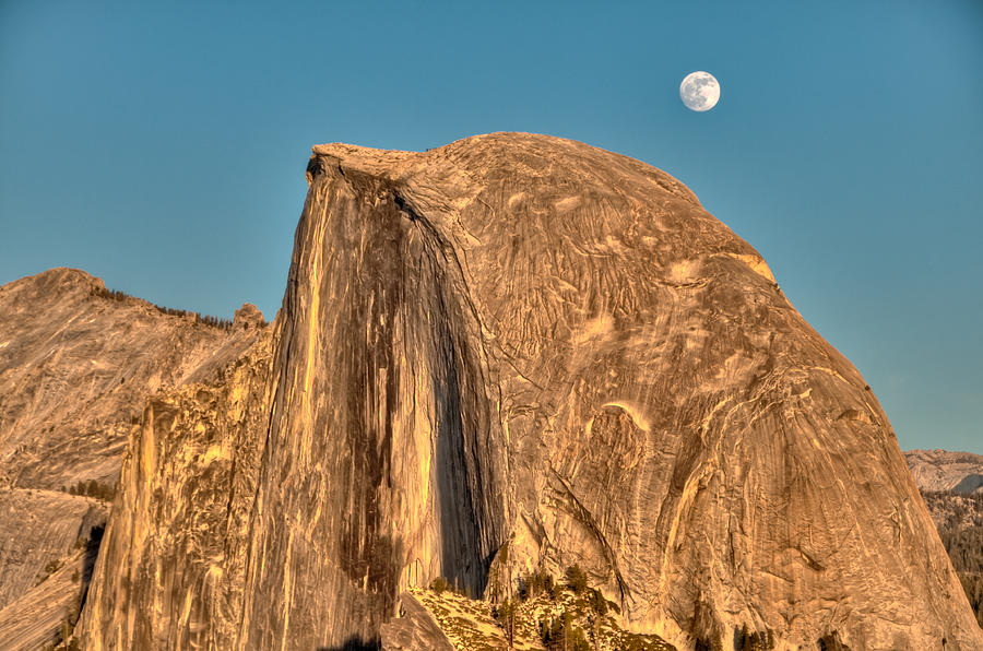 Half Dome Full Moon Rising Photograph by Connie Cooper-Edwards