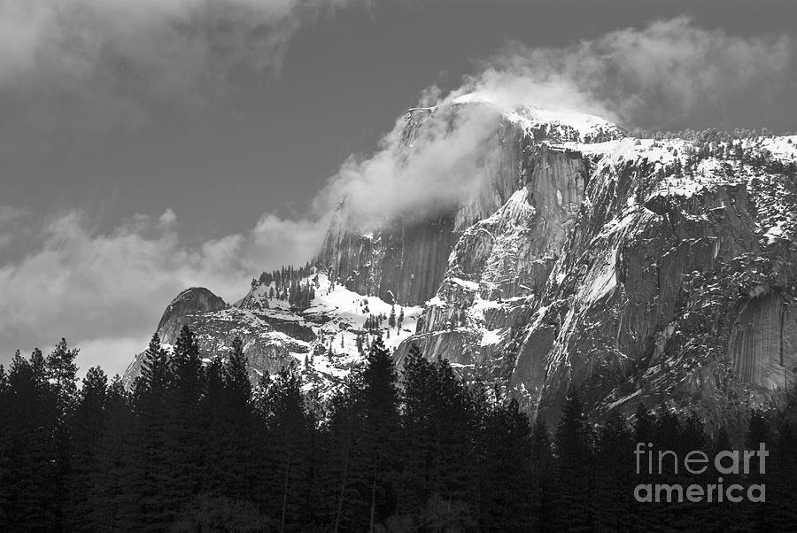 Half Dome in black and white Photograph by Richard Verkuyl