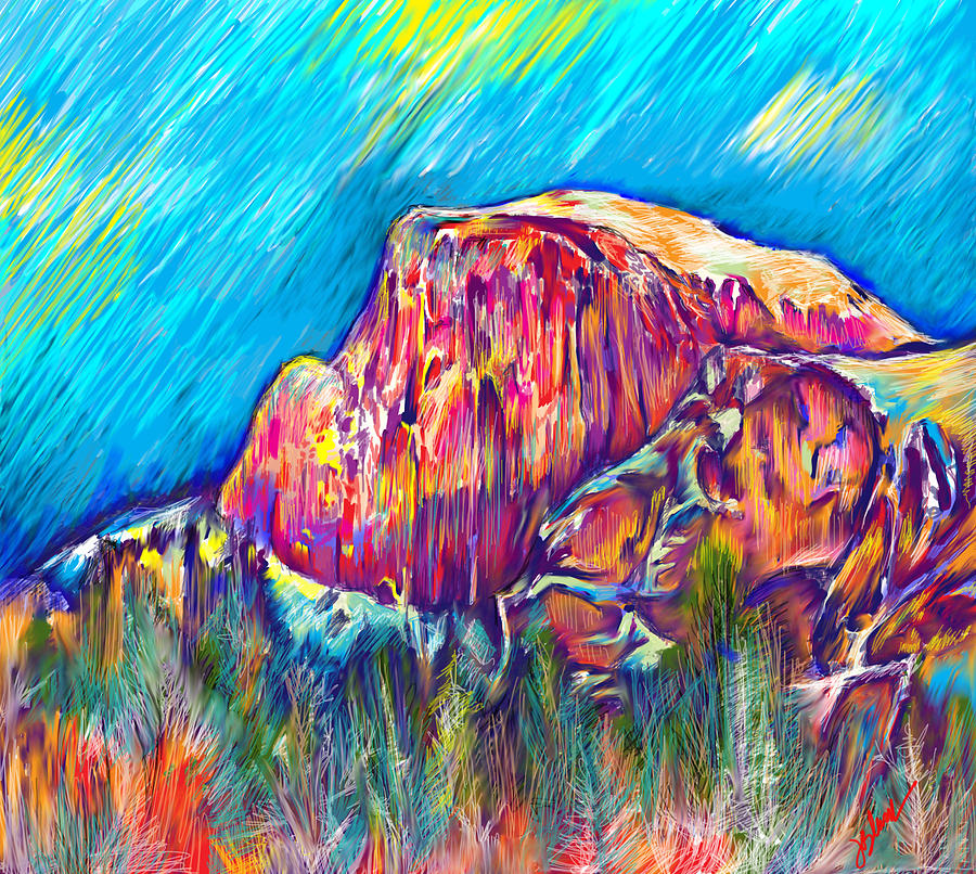 Yosemite National Park Painting - Half Dome in Winter by Julianne Black DiBlasi